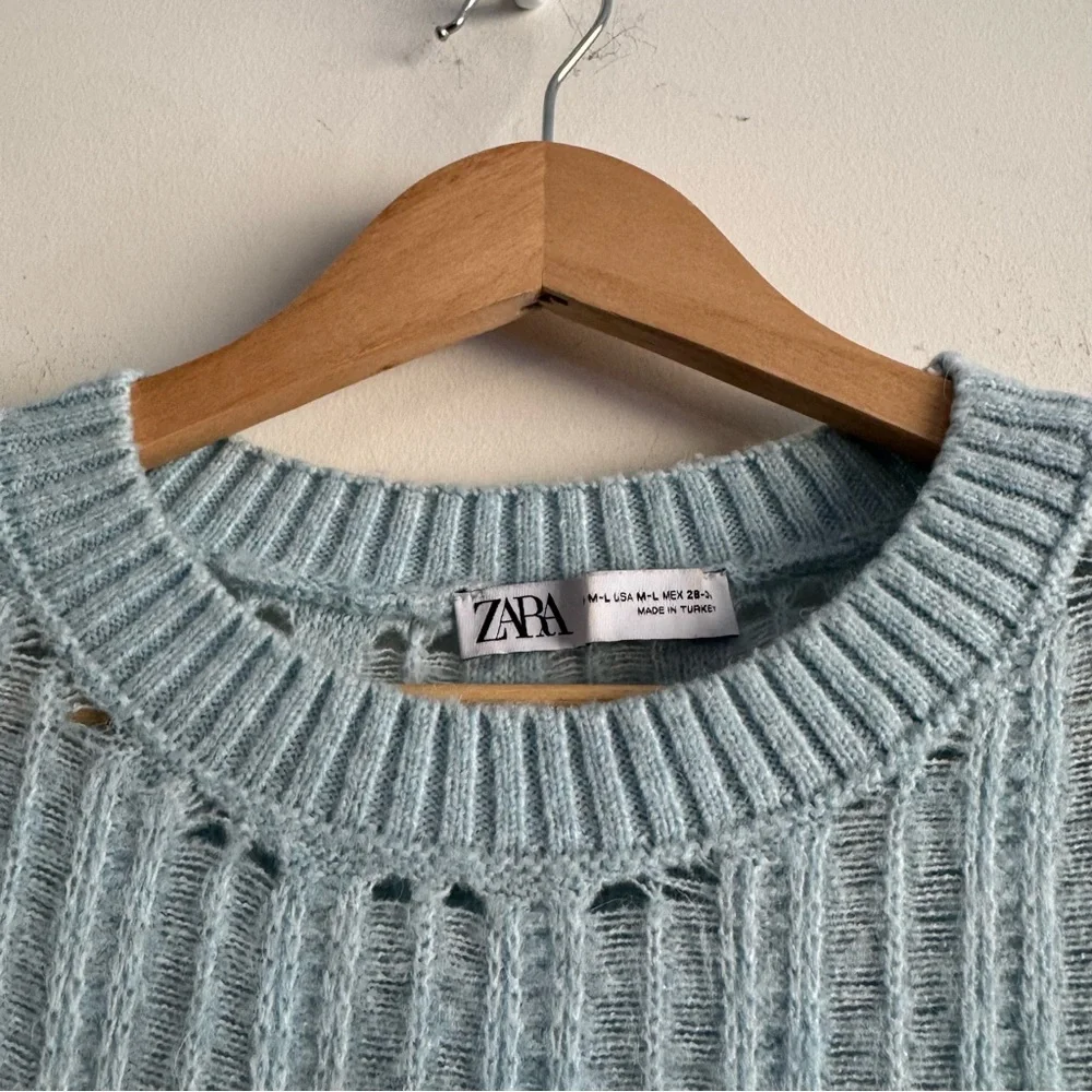 Zara light blue knit midi long sleeve sweater dress size M/L - Picture 6 of 13